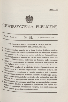 Obwieszczenia Publiczne. R.21, № 81 (9 października 1937)