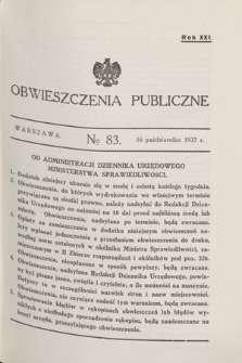 Obwieszczenia Publiczne. R.21, № 83 (16 października 1937)