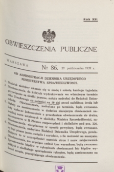 Obwieszczenia Publiczne. R.21, № 86 (27 października 1937)