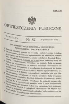 Obwieszczenia Publiczne. R.21, № 87 (30 października 1937)