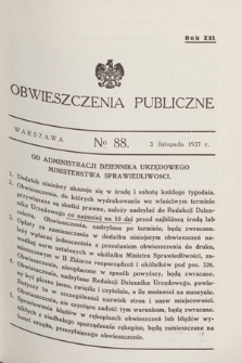 Obwieszczenia Publiczne. R.21, № 88 (3 listopada 1937)