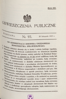 Obwieszczenia Publiczne. R.21, № 93 (20 listopada 1937)