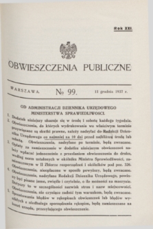 Obwieszczenia Publiczne. R.21, № 99 (11 grudnia 1937)