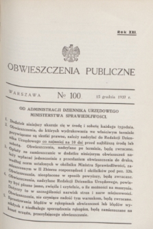 Obwieszczenia Publiczne. R.21, № 100 (15 grudnia 1937)