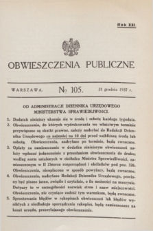 Obwieszczenia Publiczne. R.21, № 105 (31 grudnia 1937)