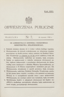 Obwieszczenia Publiczne. R.22, № 7 (26 stycznia 1938)