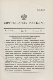 Obwieszczenia Publiczne. R.22, № 8 (29 stycznia 1938)