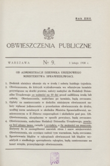 Obwieszczenia Publiczne. R.22, № 9 (1 lutego 1938)