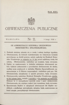 Obwieszczenia Publiczne. R.22, № 11 (9 lutego 1938)