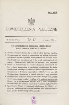 Obwieszczenia Publiczne. R.22, № 17 (2 marca 1938)