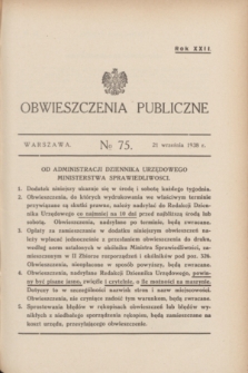 Obwieszczenia Publiczne. R.22, № 75 (21 września 1938)