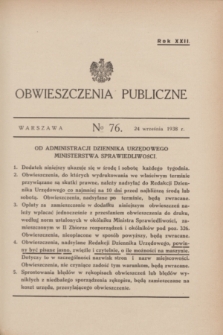 Obwieszczenia Publiczne. R.22, № 76 (24 września 1938)