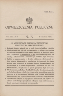 Obwieszczenia Publiczne. R.22, № 77 (28 września 1938)