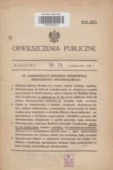 Obwieszczenia Publiczne. R.22, № 78 (1 października 1938)