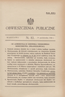 Obwieszczenia Publiczne. R.22, № 83 (19 października 1938)