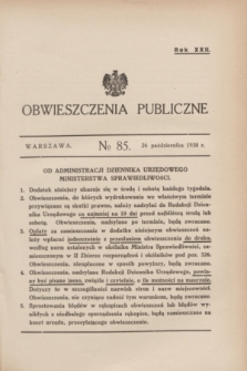 Obwieszczenia Publiczne. R.22, № 85 (26 października 1938)