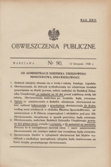 Obwieszczenia Publiczne. R.22, № 90 (12 listopada 1938)