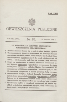 Obwieszczenia Publiczne. R.22, № 95 (30 listopada 1938)