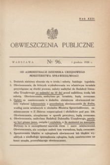 Obwieszczenia Publiczne. R.22, № 96 (3 grudnia 1938)
