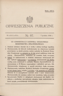 Obwieszczenia Publiczne. R.22, № 97 (7 grudnia 1938)