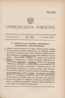 Obwieszczenia Publiczne. R.22, № 99 (14 grudnia 1938)