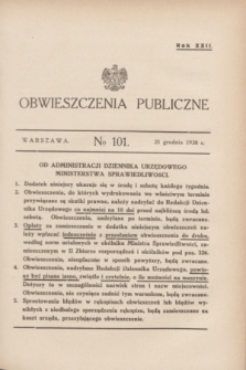 Obwieszczenia Publiczne. R.22, № 101 (21 grudnia 1938)