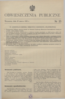 Obwieszczenia Publiczne. 1939, nr 25 (29 marca)