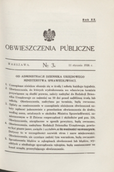 Obwieszczenia Publiczne. R.20, № 3 (11 stycznia 1936)