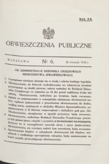 Obwieszczenia Publiczne. R.20, № 6 (22 stycznia 1936)