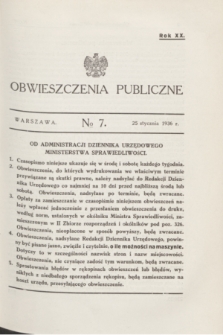 Obwieszczenia Publiczne. R.20, № 7 (25 stycznia 1936)