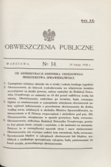 Obwieszczenia Publiczne. R.20, № 14 (19 lutego 1936)
