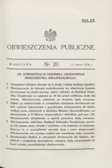 Obwieszczenia Publiczne. R.20, № 20 (11 marca 1936)