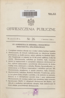 Obwieszczenia Publiczne. R.20, № 26 (1 kwietnia 1936)