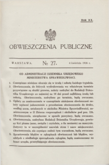 Obwieszczenia Publiczne. R.20, № 27 (4 kwietnia 1936)