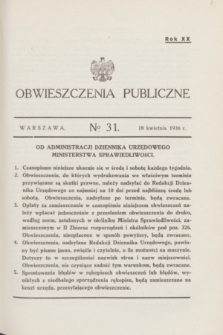 Obwieszczenia Publiczne. R.20, № 31 (18 kwietnia 1936)