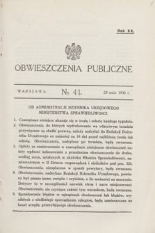 Obwieszczenia Publiczne. R.20, № 41 (23 maja 1936)