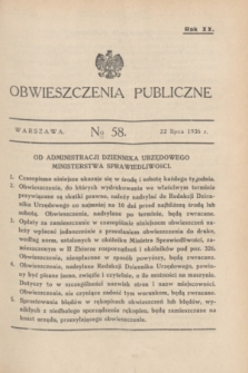 Obwieszczenia Publiczne. R.20, № 58 (22 lipca 1936)