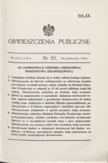 Obwieszczenia Publiczne. R.20, № 85 (24 października 1936)