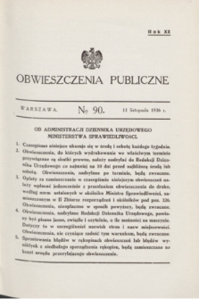 Obwieszczenia Publiczne. R.20, № 90 (11 listopada 1936)