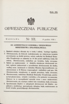 Obwieszczenia Publiczne. R.20, № 101 (19 grudnia 1936)