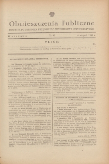 Obwieszczenia Publiczne : dodatek do Dziennika Urzędowego Ministerstwa Sprawiedliwości. 1948, nr 42 (4 sierpnia)