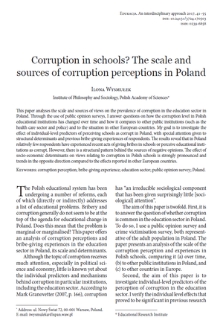 Corruption in schools? The scale and sources of corruption perceptions in Poland