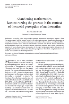 Abandoning mathematics. Reconstructing the process in the context of the social perception of mathematics