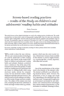 Screen-based reading practices – results of the Study on children’s and adolescents’ reading habits and attitudes