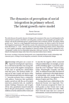 The dynamics of perception of social integration in primary school. The latent growth curve model