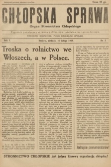 Chłopska Sprawa : organ Stronnictwa Chłopskiego : tygodnik poświęcony sprawom politycznym, oświatowym i gospodarczym. 1929, nr 5 |PDF|