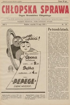 Chłopska Sprawa : organ Stronnictwa Chłopskiego : tygodnik poświęcony sprawom politycznym, oświatowym i gospodarczym. 1929, nr 20 |PDF|