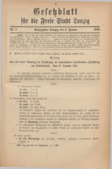Gesetzblatt für die Freie Stadt Danzig.1923, Nr. 2 (6 Januar)