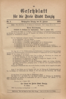 Gesetzblatt für die Freie Stadt Danzig.1923, Nr. 4 (11 Januar)