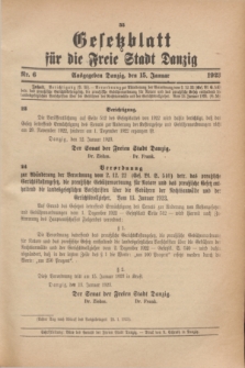Gesetzblatt für die Freie Stadt Danzig.1923, Nr. 6 (15 Januar)
